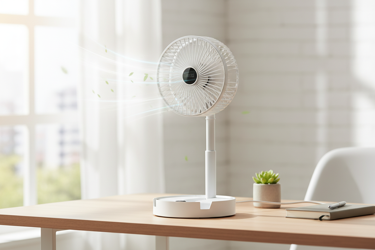 Powerful Rechargeable High Speed Table Desk Fan in modern workspace